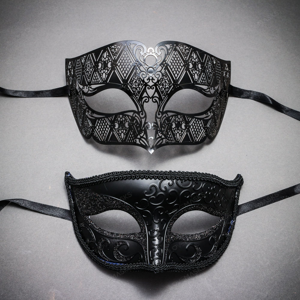 Black Classic Eyes Mask and Black Laser Cut Masks for Couple